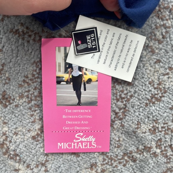 Shelly Michaels Vintage Button Down Dress Navy White 15/16 - Picture 5 of 8